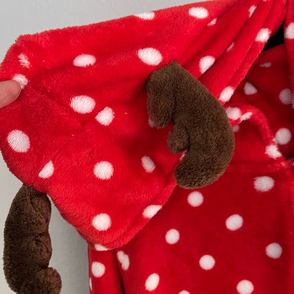 Jenni Adult Hooded Fleece Jumpsuit Pock A Dots Red Pajamas Christmas XXL - Picture 5 of 10